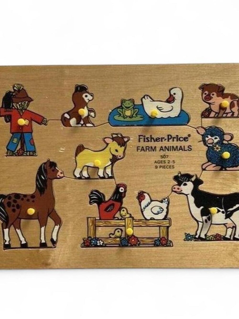 Vintage 1972 Fisher-Price Farm Animals Wood Puzzle from Holland
